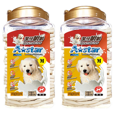 A star 牛奶潔牙嚼嚼棒，天然保鮮 不添加防腐劑，適合小型犬/大型犬, 1.55kg, 2桶