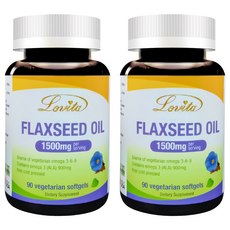 Lovita 亞麻仁油 素食軟膠囊, 每份1500毫克, 90顆, 88.65g, 2罐