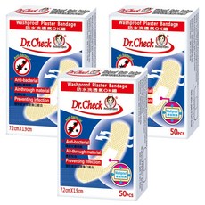 Dr.Check 護理專家 防水透氣OK繃, 7.2 x 1.9cm, 50個, 3盒