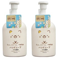 肌美精 Naive角落生物 桃葉保濕精華 泡沫型洗手乳, 500ml, 2瓶