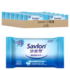 Savlon 沙威隆 清爽潔膚抗菌濕巾, 不含酒精、paraben、螢光劑，質純溫和不傷手, 1包, 12包