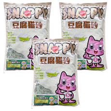 SNAPPY 豌豆纖維豆腐砂, 100%食用級, 環保天然, 長效除臭, 超低粉塵, 吸水凝結, 無防腐劑, 綠茶, 3kg, 3包