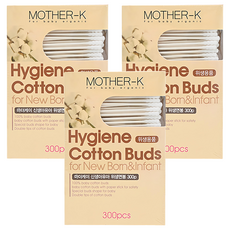 MOTHER-K 100%純棉 兩用棉花棒 嬰兒/新生兒適用 300支, 3盒