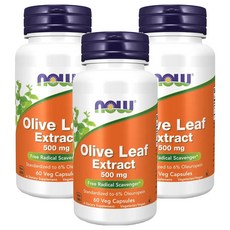 Now 橄欖葉萃取膠囊, 標準化 6% 萃取, 500mg, 全素, 60顆, 3罐