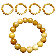 原藝坊 招財開運黃金木佛珠手鍊 15mm 黃色, 5條