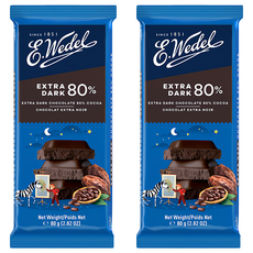 E.Wedel 80%黑巧克力 醇濃不甜膩 波蘭百年歷史巧克力品牌, 80g, 2片