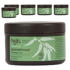 NAJEL 去角質阿勒坡黑皂膏 尤加利 天然有機成分 溫和去除老廢角質 使肌膚光滑細緻, 180g, 6罐