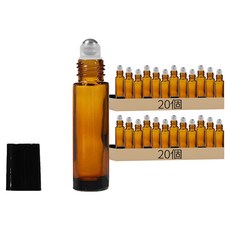 滾珠香水空瓶 10ml, 40個, 黑色(瓶蓋)+棕色(容器)