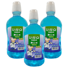 YADRAN 牙得安 薄荷殺菌漱口水 680ml 口腔清潔 無酒精, 3瓶