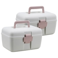 收納部屋 日式雙層手提醫療箱 粉色, 2個