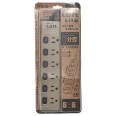 Dr.AV 聖岡科技 6切6插節能延長線 3孔 6尺, 256mm, 單一顏色, 1條