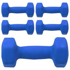 三次方 塑身小啞鈴, 3Kg 藍色, 鑄鐵+PVC材質, 居家健身, 六角設計, 手臂肌肉訓練, 5個