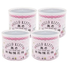 Hello Kitty 凱蒂貓 黑色紙軸棉花棒 可愛造型 家庭號, 300支, 4罐