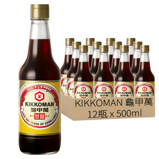 KIKKOMAN 龜甲萬 甘甜醬油，三百年釀造智慧，純釀造非基因改造, 500ml, 12瓶
