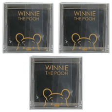 Disney 迪士尼 金典維尼可黏貼收納盒 附便條紙 8.5 x 8.5 x 4.5cm, 大臉維尼, 3個