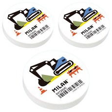 MILAN 圓形橡皮擦, 顏色隨機, 3個, 18g