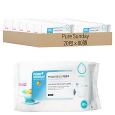 PURE SUNDAY 含小蘇打廚房濕巾, 80張, 20包