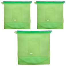 LifeHouse 矽膠密封保鮮袋 可微波 可重複使用, 35.5 x 30.2cm, 3個, 1入