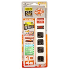 成電牌 1切4座15A鐵殼 MT-5141 9公尺長度 居家辦公皆適用, 延長線 白色, 1條