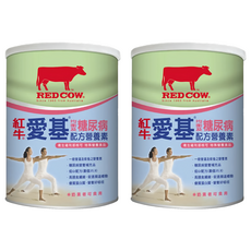 RED COW 紅牛 愛基均衡及糖尿病配方營養素, 含豐富膳食纖維, 添加三價鉻, 優質複合蛋白質, 900g, 2罐