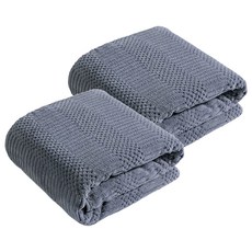 珊瑚絨浴巾2條組 (70 x 140cm 吸水速乾 柔軟親膚), 迷霧深灰 日系吉祥格, 2條