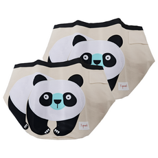 3 sprouts 收納籃 (袋) 棉帆布 聚酯纖維氈 聚乙烯塗層, 熊貓, 44.5 x 43cm, 2個