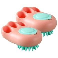 蕉蕉購物 多功能貓爪出液矽膠刷 粉紅色 寵物按摩洗澡刷, 2個, 1入