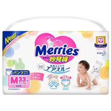 Merries 妙而舒 妙兒褲/尿布 褲型 M 6~11kg, 33片, 1包