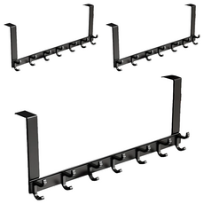 太空鋁門後掛鉤 BH323-2 收納, 黑色 7鉤, 3個