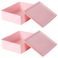 居家內衣加高1格收納盒 附蓋設計 多層疊放 節省收納空間, 2個, 粉色