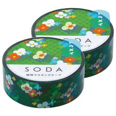 KING JIM HITOTOKI SODA 透明PET卷狀膠帶 15mm x 4m, 花束, 2個