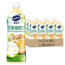泰山 TAISUN 芭樂柳橙綜合果汁飲料 Sunkist 香吉士, 900ml, 12瓶