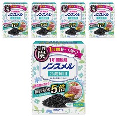 Hakugen 白元 冰箱活性炭脫臭劑，1年除臭，冰箱(600L)適用, 25g, 5盒