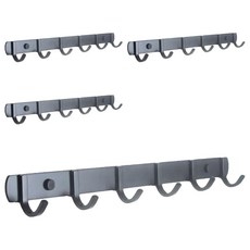 Sleek 北歐風304不鏽鋼無痕掛勾 6勾 彎勾款 總長40cm, 黑色, 4個