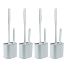 AHOYE 雙刷柄零死角矽膠馬桶刷 輕鬆清潔 保持浴室衛生, 4個, 白色 + 灰色