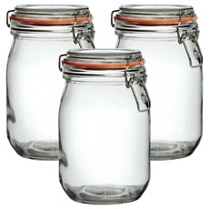 utopia 扣式玻璃密封罐 橘色 1L, 3個