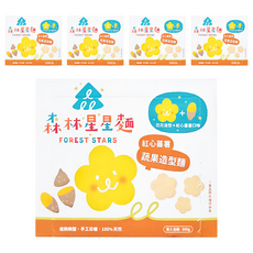森林麵食 森林星星麵, 蔬果造型麵, 低鈉無鹽 手工日曬, 100%天然, 200g, 5盒