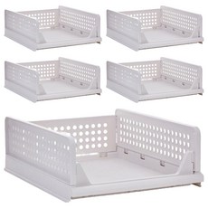 抽屜式可抽拉折疊收納籃 正常款, 5個, 白色