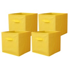小綠豆居家百貨 可折疊無蓋收納箱, 28 x 28 x 28cm, 黃色, 4個