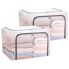 透明防水收納箱 50*40*15cm +鋼架, 03.PVC灰色, 50 x 40.5 x 31cm, 2個