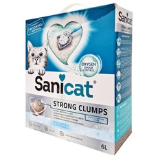 SANICAT 強力凝結貓砂，6L，嬰兒爽身粉香氛，快速凝結，有效氣味控制, 1包