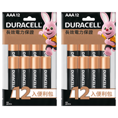 DURACELL 金頂 鹼性電池4號 便利包, 12顆, 2包