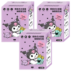 KUROMI 酷洛米 懸掛式大容量抽取式衛生紙 20 x 15.3 x 9cm 美食款, 320抽, 3包