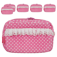 Skater 濕紙巾收納包 絨布 頭型, Hello Kitty 粉點, 6個