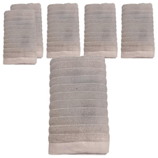 GRACE 格蕾絲 美國棉抗菌毛巾 橫條款, 岩石灰, 6條