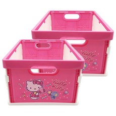 Sanrio 三麗鷗 Hello Kitty PP摺疊收納籃 30 x 21 x 14cm 粉色 2個