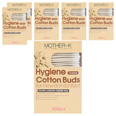 MOTHER-K 100%純棉 兩用棉花棒 嬰兒/新生兒適用 安全棉花棒 300支, 6盒