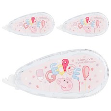 KOKUYO 國譽 佩佩豬 × KOKUYO聯名 可替換式修正帶, 象牙白/粉色, 3個