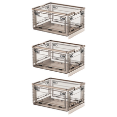 咪咪購物 折疊收納箱 五開門80 茶白, 大號, 3個