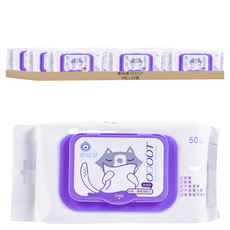 臭味滾 ODOUT 貓咪專用除臭抗菌濕紙巾, 無香精, 不含酒精, 蘆薈保濕, 50張, 9包